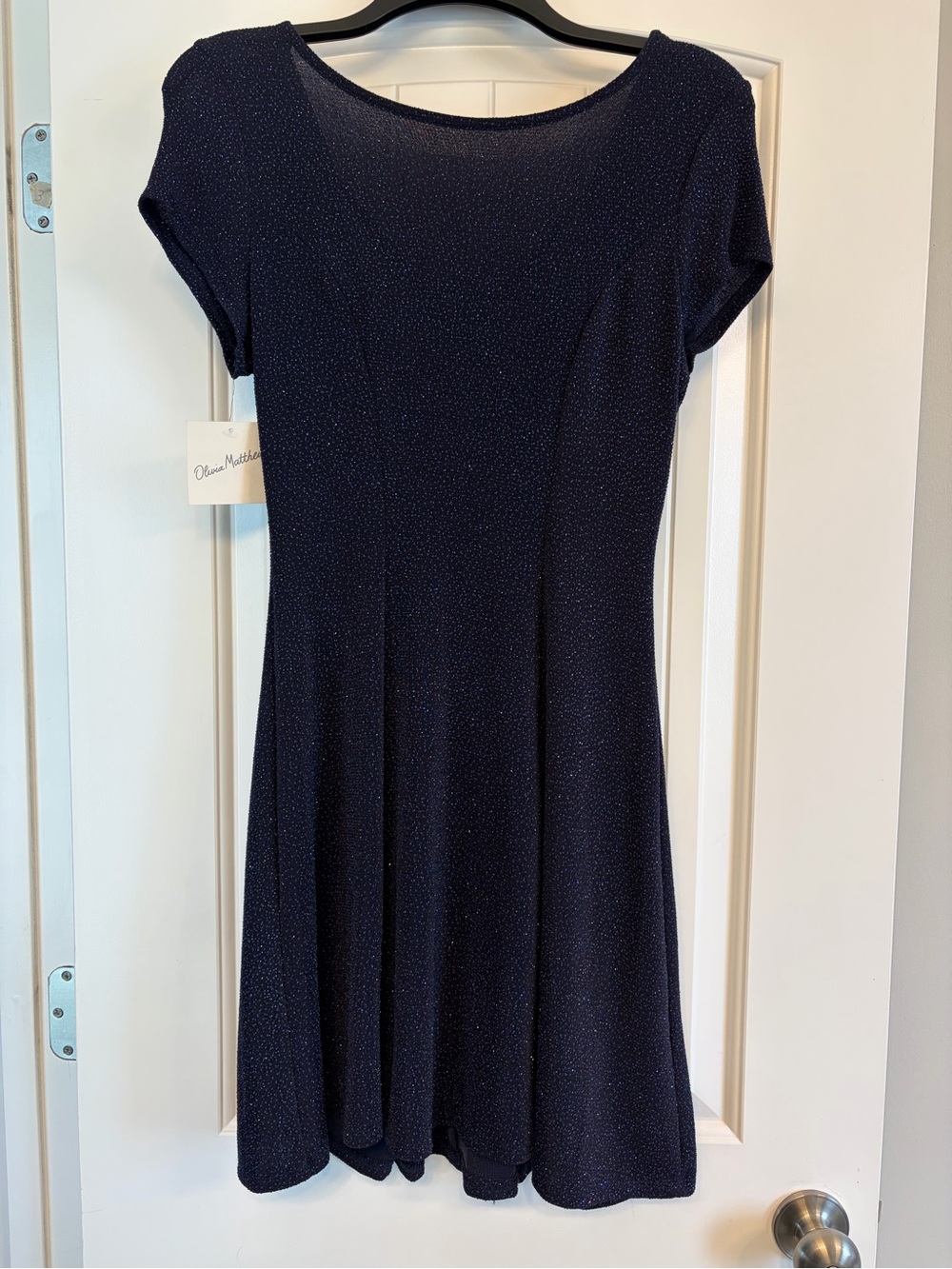 NWT- Olivia Matthews Navy Short Sleeve Fit & Flare Dress